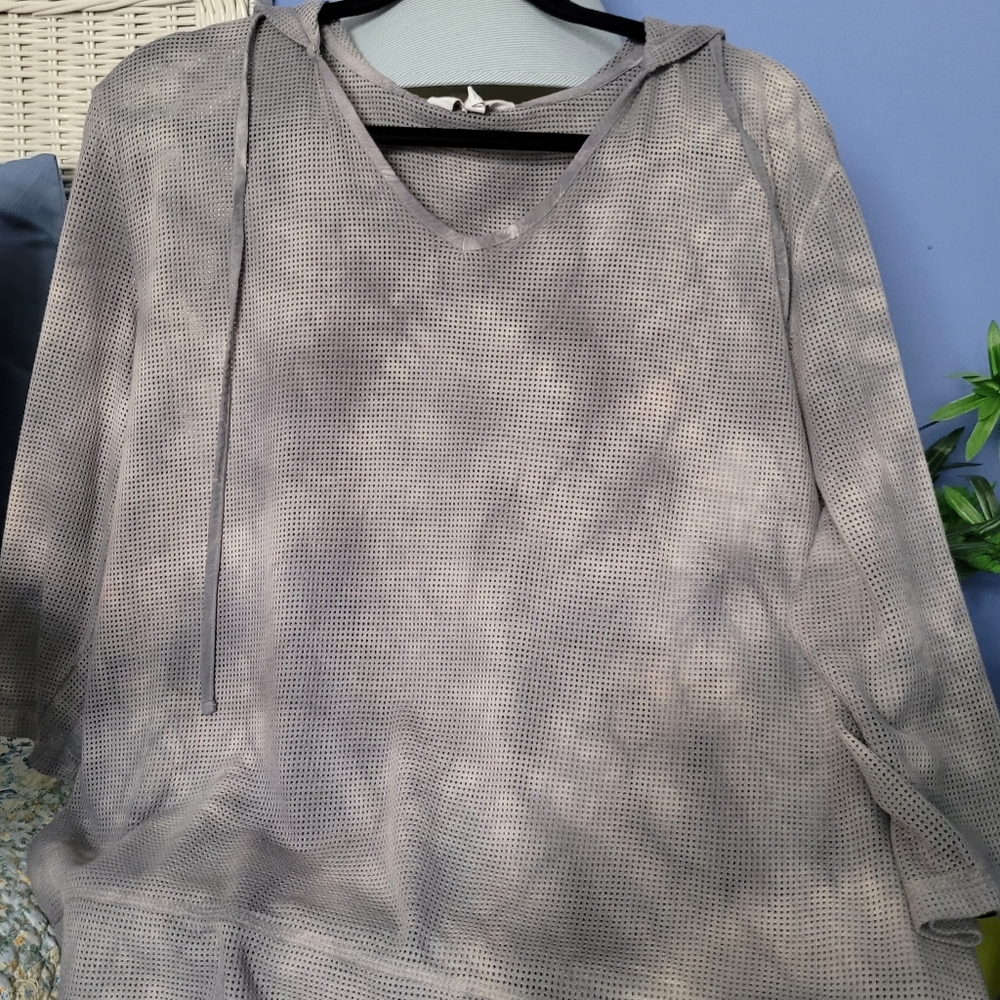 Gray Mesh Hoodie Top Coral Bay XL